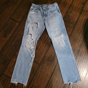 Levi’s 501 Ripped Blue, Straight Leg Jeans – Size 2